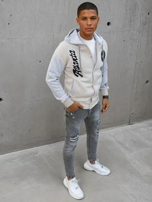 Zaujímavá biela košeľa s trendy vzorom V2 SHCS-0151