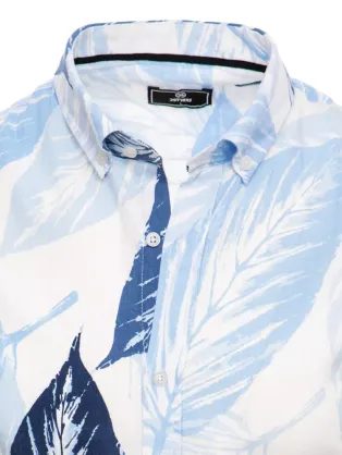 Biela pánska letná košeľa s modrou potlačou