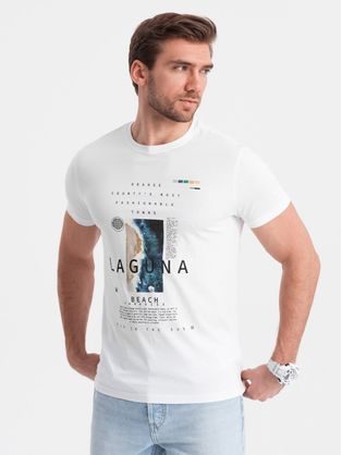 Biele tričko s nápisom Laguna V1 TSPT-0127