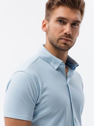 Modrá košeľa s krátkym rukávom K541