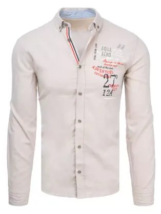 Béžová bavlnená košeľa v originálnom prevedení