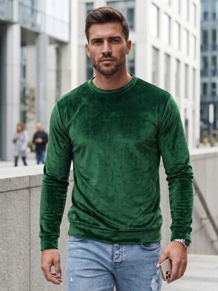 Velúrová mikina v zelenej farbe