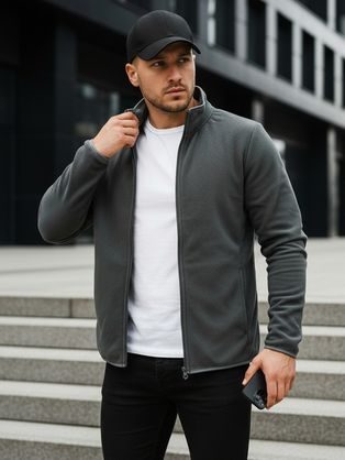 Grafitová mikina na zips bez kapucne