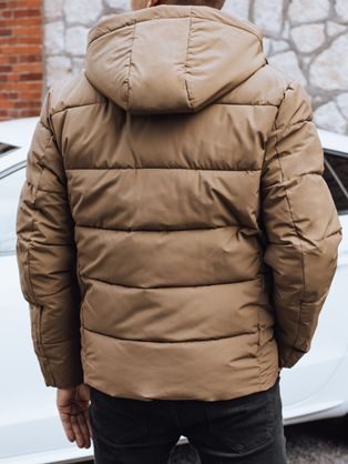Zaujímavá khaki zimná bunda s kapucňou