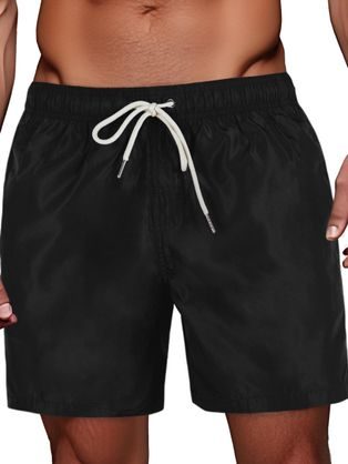Trendy čierne pánske plavky so zeleným pásom