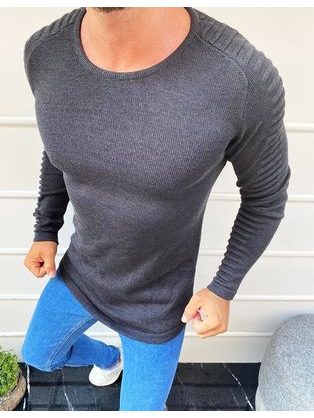 Moderný pánsky sveter so zaujímavými rukávmi šedý