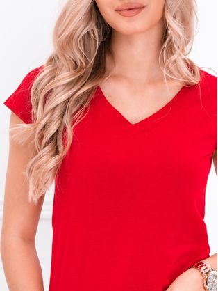 Jednoduché svietivé červené dámske tričko Mayla II