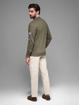 Zaujímavá khaki bomber mikina V1 SSZP-0215