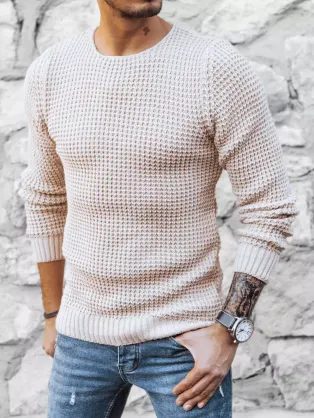 Originálny pletený béžový sveter