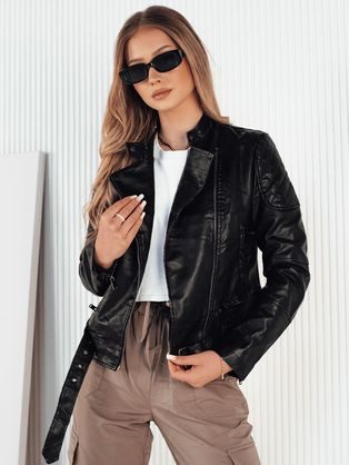 Prekrásna dámska čierna koženková bunda Ager