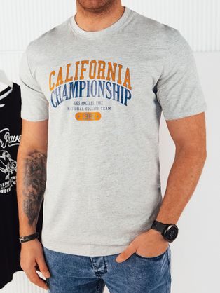 Módne šedé tričko s popisom