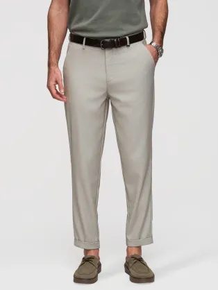 Trendy šedo-béžové chinos nohavice s elastickým pásom V1 P1525