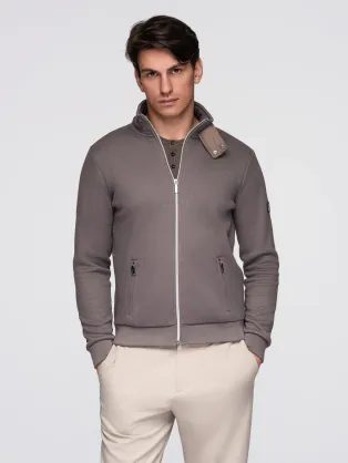 Popolavá pletená bunda s vysokým golierom V2 C645