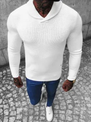 Zaujímavý sveter v bielej farbe NB/MM6018/1