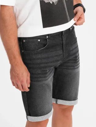 Moderné čierne rifľové kraťasy V3 SRDS-0164