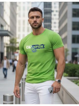 Zelené pánske tričko s nápisom CHAMPION