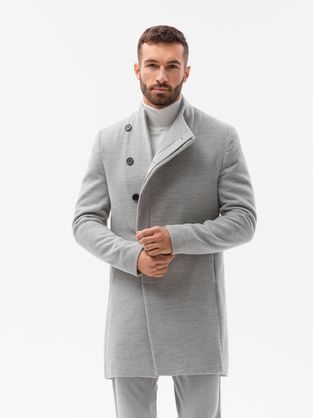 Elegantný melírovaný šedý kabát C501