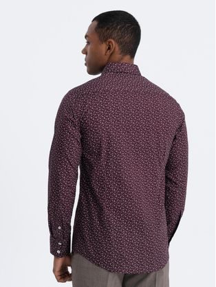 Zaujímavá granátová košeľa s trendy vzorom V2 SHCS-0156