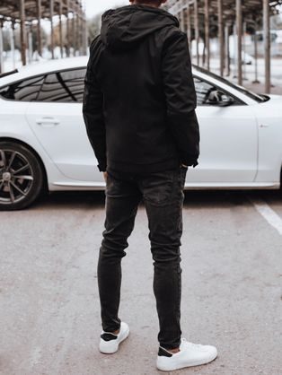 Módna čierna zimná pánska bunda