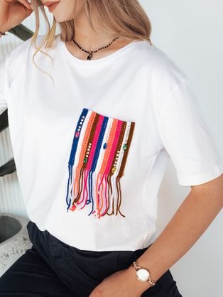 Trendy biele dámske tričko s potlačou SLR098