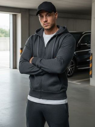 Jednoduchá antracitová mikina s kapucňou