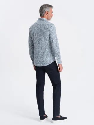 Zaujímavá granátová košeľa s trendy vzorom V3 SHCS-0151