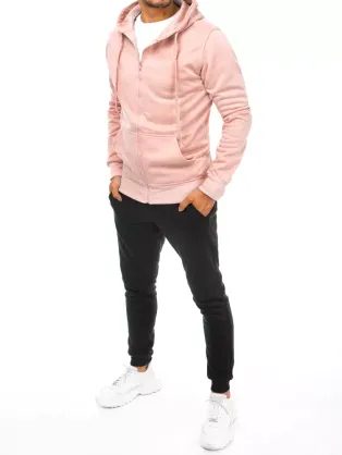 Bavlnená jednofarebná polokošeľa pre mužov ružová v7 om-pobs-0100