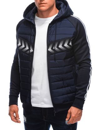 Trendy tmavo modrá bomber bunda V1 JANP-0153