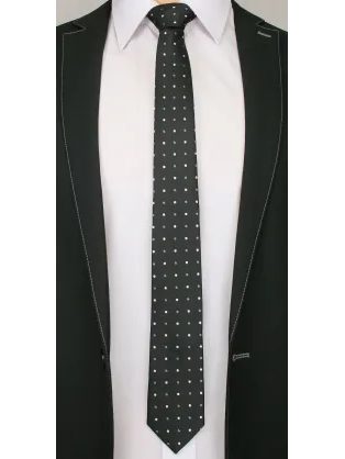 Čierna bodkovaná pánska kravata