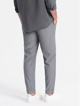 Trendy šedé chinos nohavice s elastickým pásom V2 PACP-0157