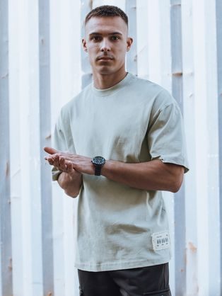 Bavlnené pánske tričko s krátkym rukávom olivové