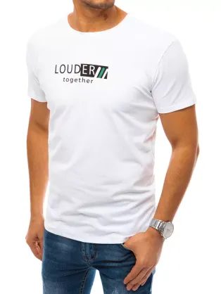 Biele bavlnené tričko s potlačou Louder