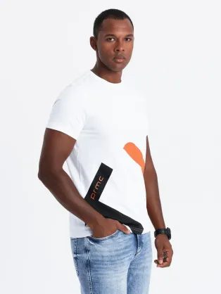 Trendy biele tričko s krátkym rukávom V2 TSPT-0219