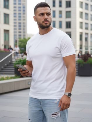 Jednofarebné biele tričko bez potlače (Plus Size)