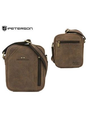Moderná tmavo hnedá kožená taška Peterson