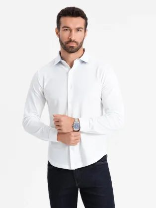 Ležérna biela pánska košeľa V1 SHCS-0177