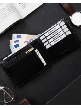 Elegantná čierna kožená pánska peňaženka