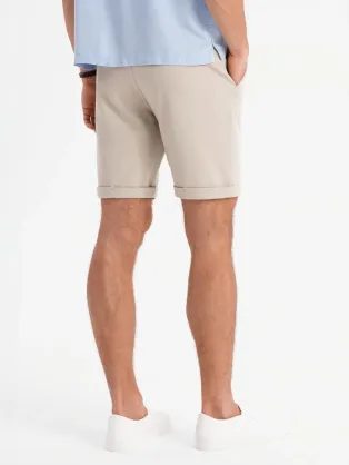 Pánske béžové chinos šortky s lemom V11 SRCS-0197
