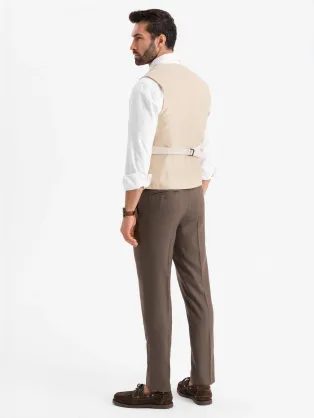 Trendy karamelová elegantná vesta V1 BLZV-0112