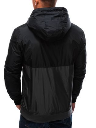 Jedinečná prechodná bunda s kapucňou v čiernej farbe P0110-V2