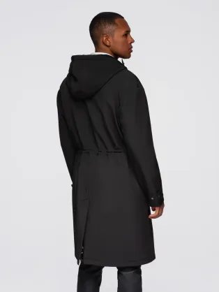 Prechodná trendy čierna bunda s kapucňou