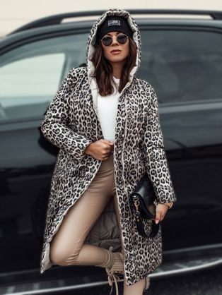 Dámska obojstranná béžová bunda so vzorom Velvetti