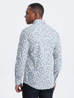 Zaujímavá granátová košeľa s trendy vzorom V3 SHCS-0151