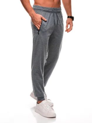 Pánske šedé tepláky s vreckami na zips P1500