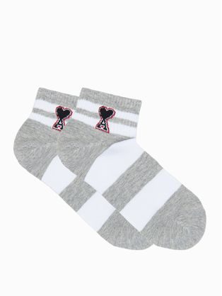 Dámske prúžkované ponožky v šedej farbe ULR106