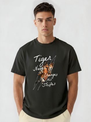 Čierne oversize tričko s potlačou tigra
