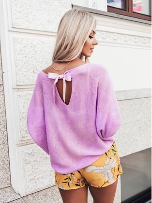 Jednoduchý dámsky sveter vo fialovej farbe ELR010