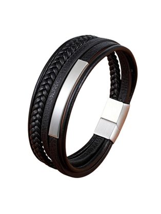 Zaujímavý čierny pánsky náramok s kovovým detailom