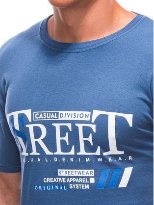 Jedinečné modré tričko s nápisom street S1894