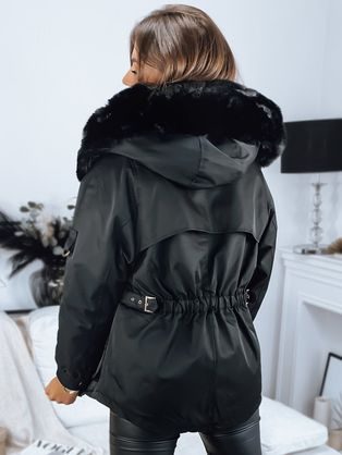 Módna dámska bunda v čiernej farbe ladená do čierna Jasmin